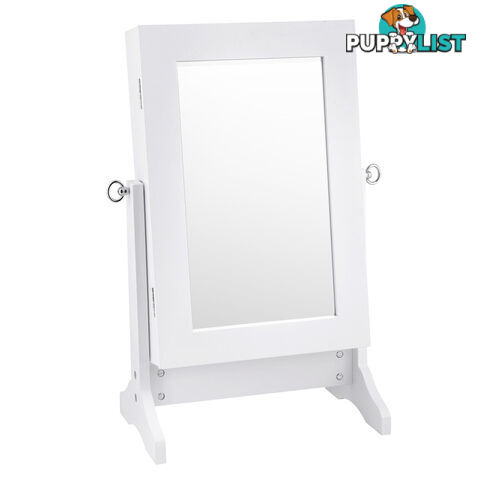 Table top Jewellery Cabinet w/ Mirror White