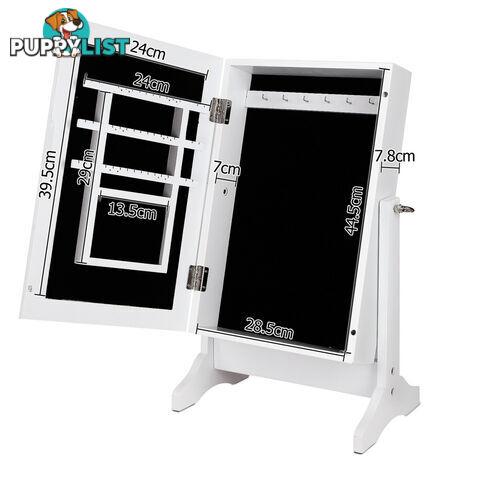 Table top Jewellery Cabinet w/ Mirror White