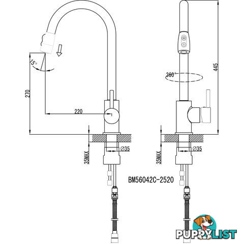 Kitchen Sink Basin Mixer Faucet 360ë Swivel Pull Out Spout Hose Tap