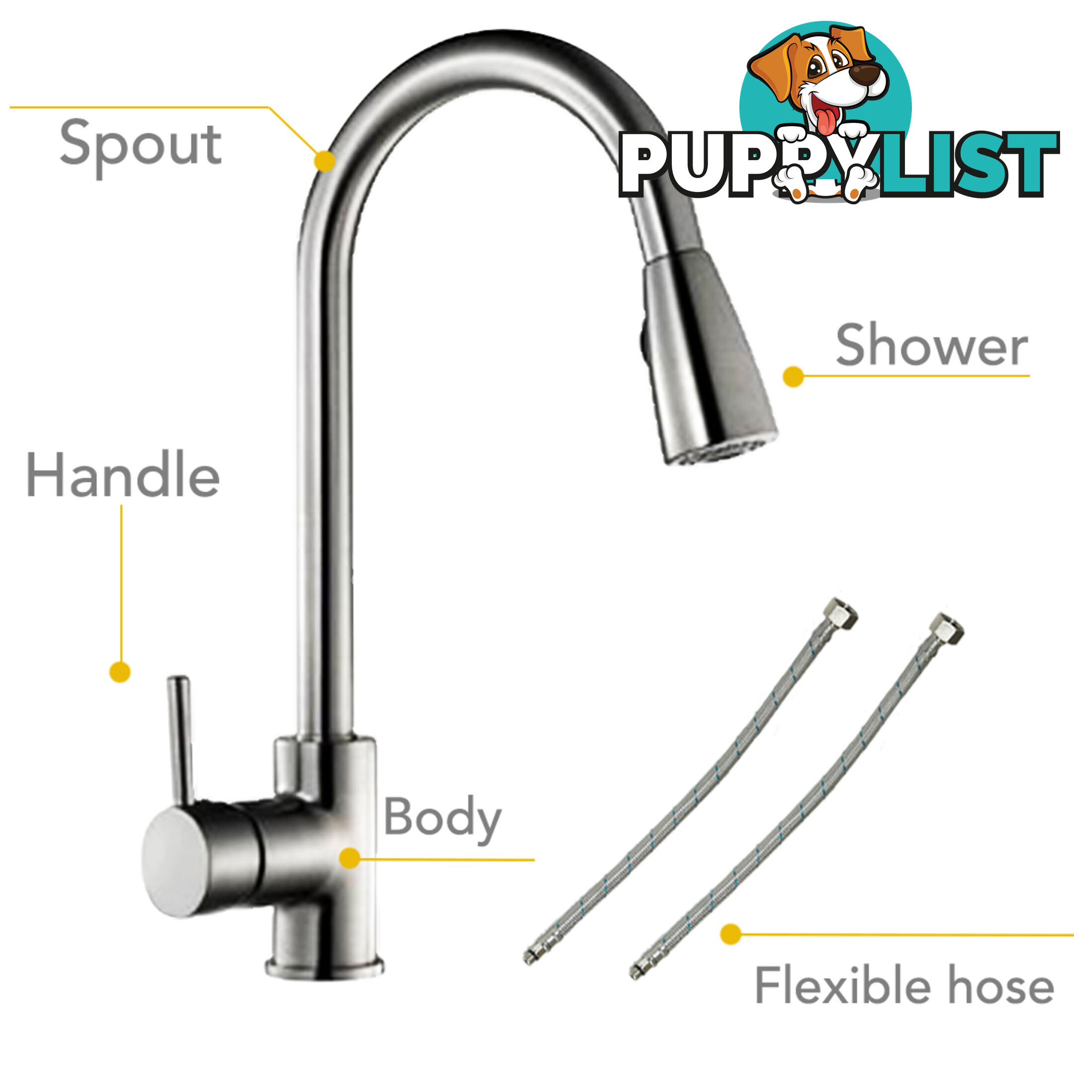 Kitchen Sink Basin Mixer Faucet 360ë Swivel Pull Out Spout Hose Tap