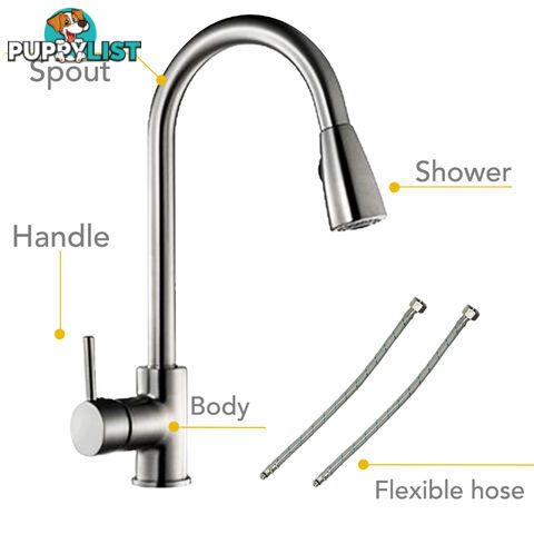 Kitchen Sink Basin Mixer Faucet 360ë Swivel Pull Out Spout Hose Tap