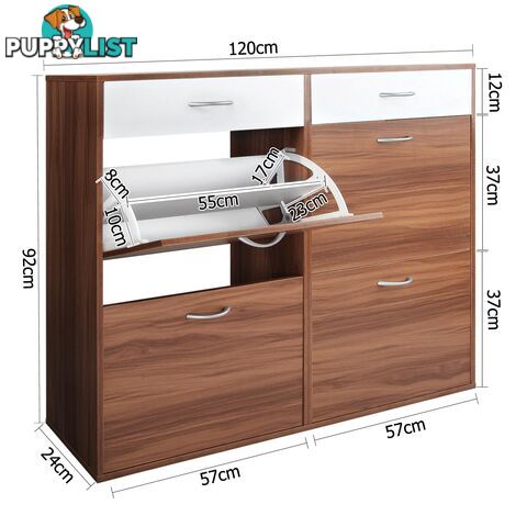 Shoe Cabinet Rack Walnut/ White