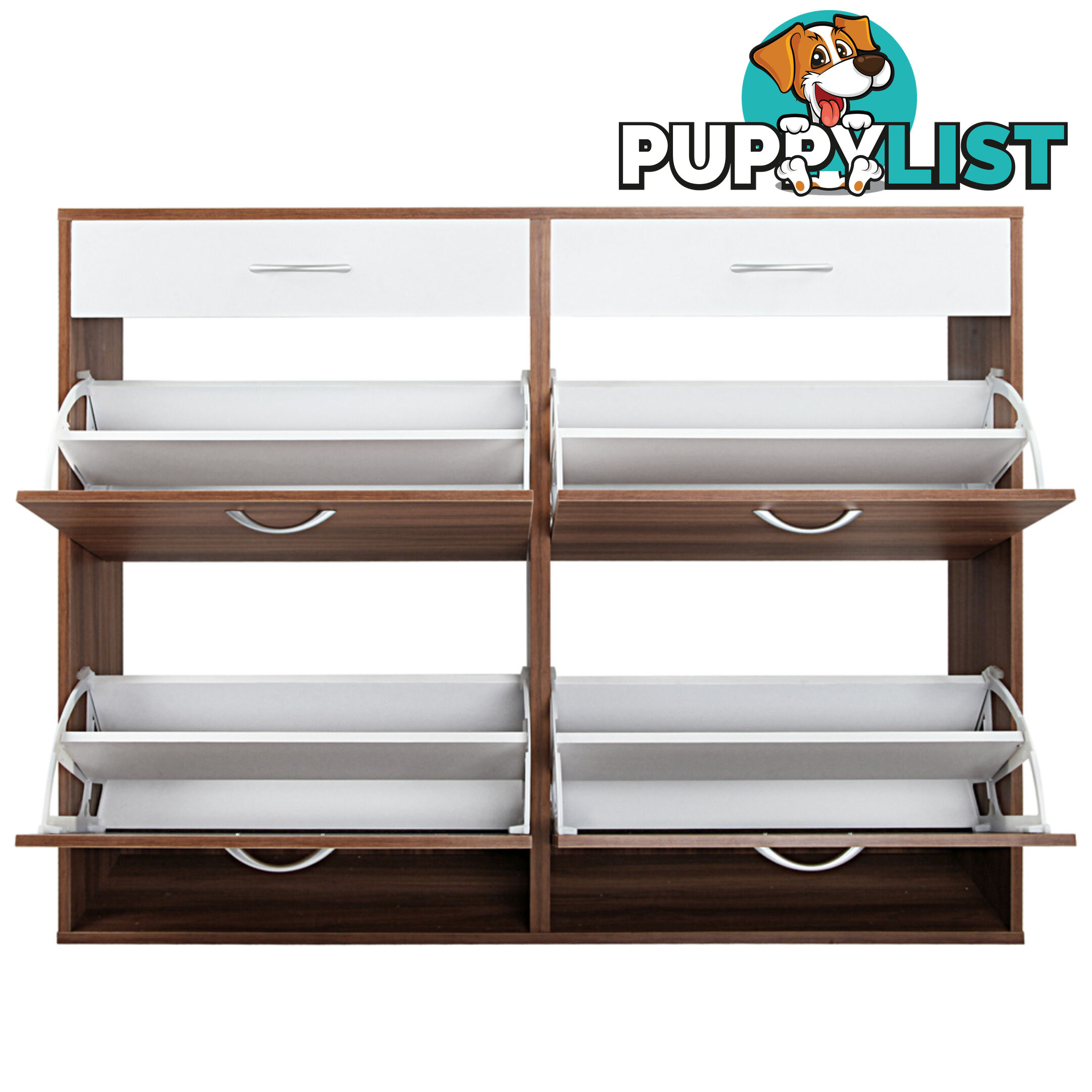 Shoe Cabinet Rack Walnut/ White