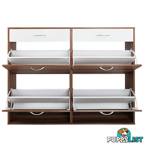 Shoe Cabinet Rack Walnut/ White