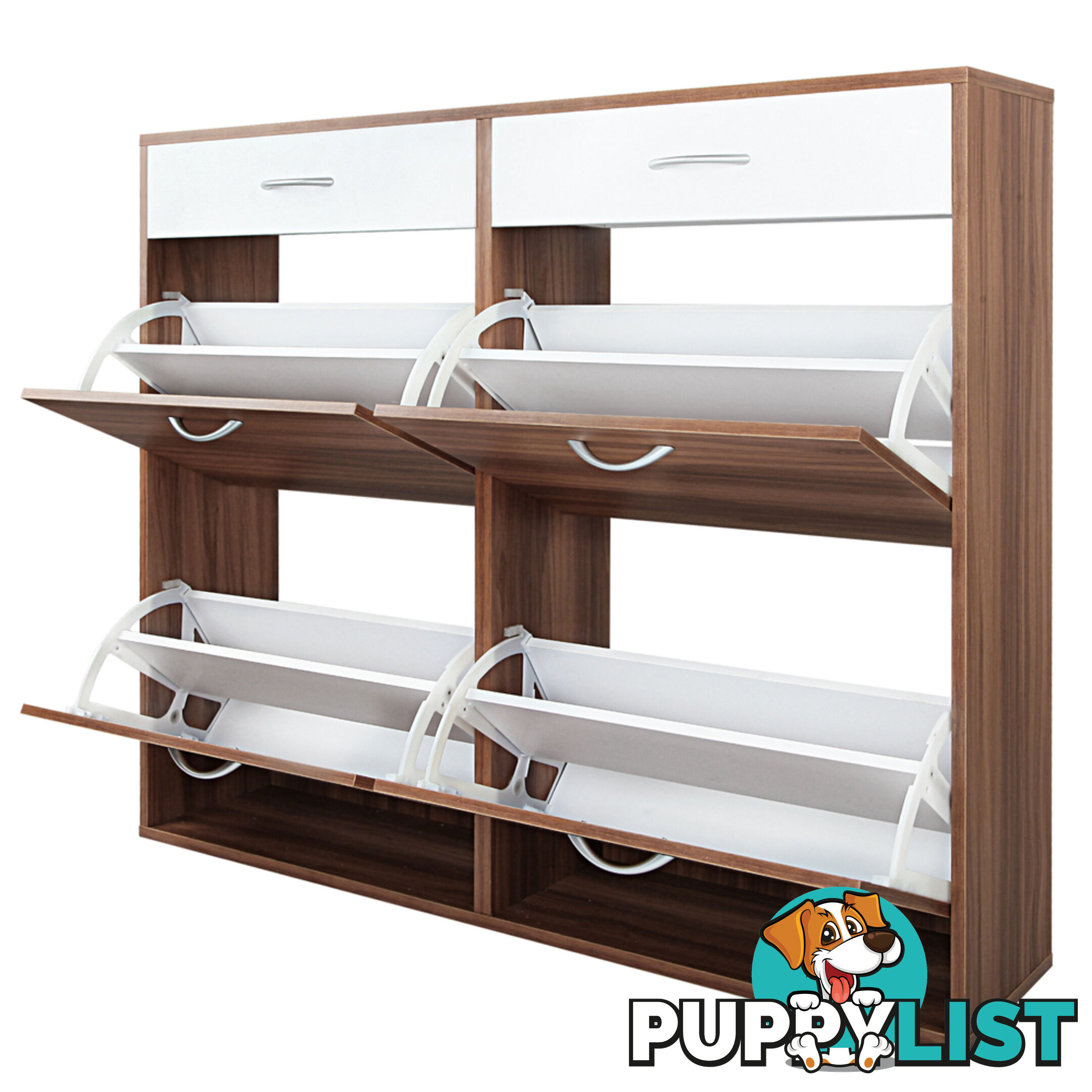 Shoe Cabinet Rack Walnut/ White