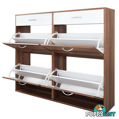 Shoe Cabinet Rack Walnut/ White