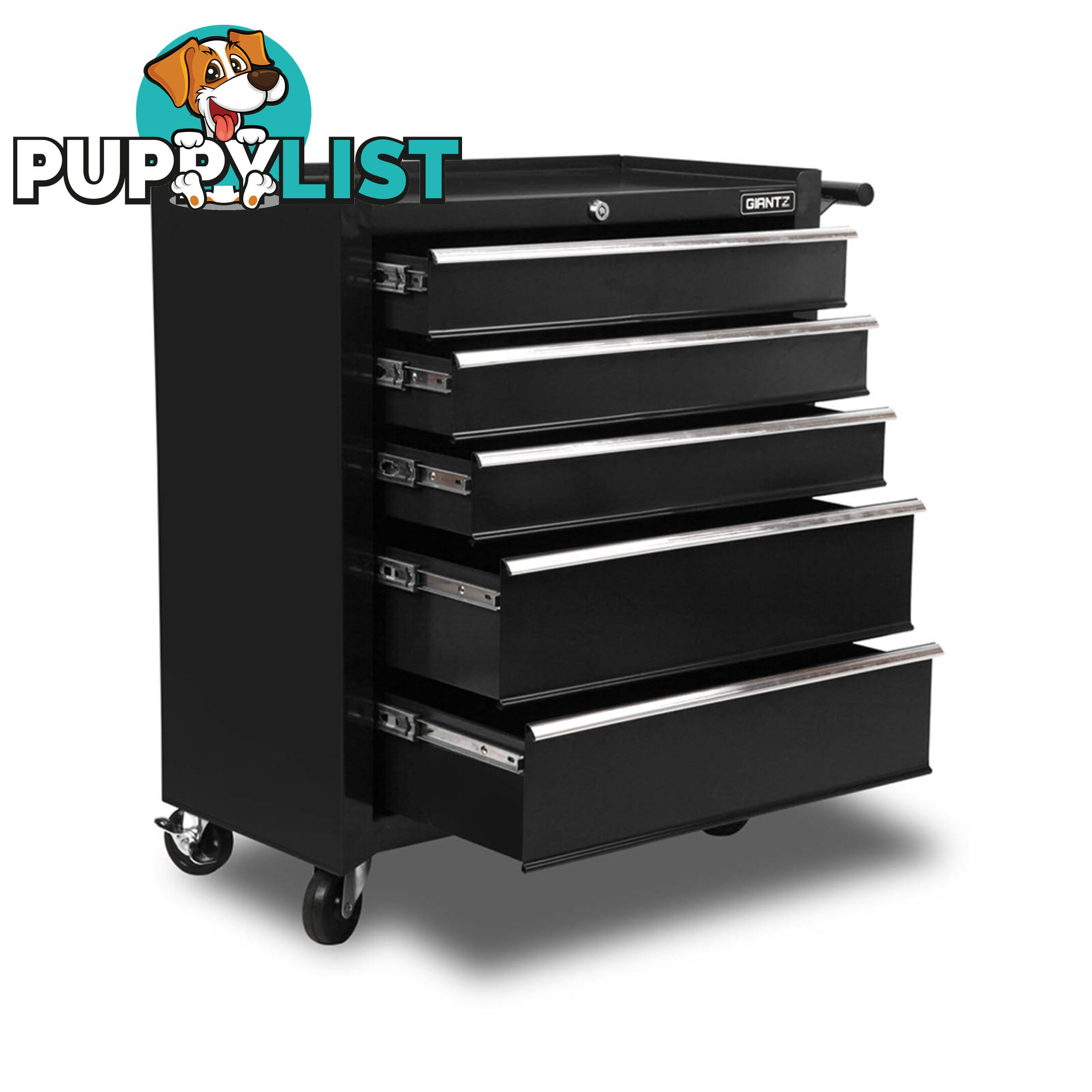 5 Drawers Roller Toolbox Cabinet  Black