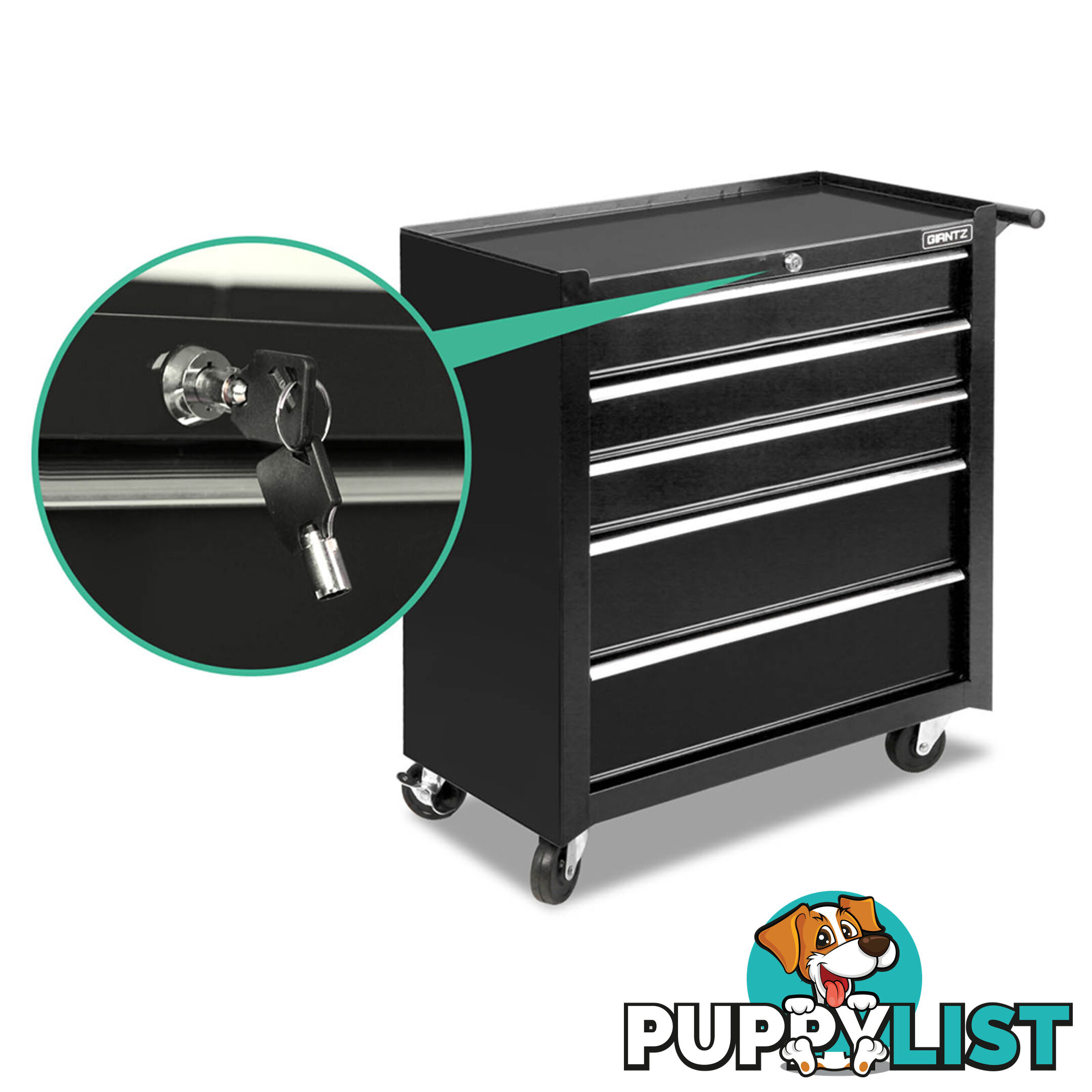 5 Drawers Roller Toolbox Cabinet  Black