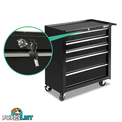 5 Drawers Roller Toolbox Cabinet  Black