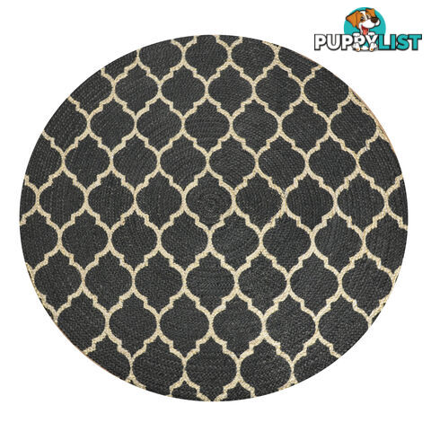 Printed Moroccan Rug Black & Natural 120x120cm