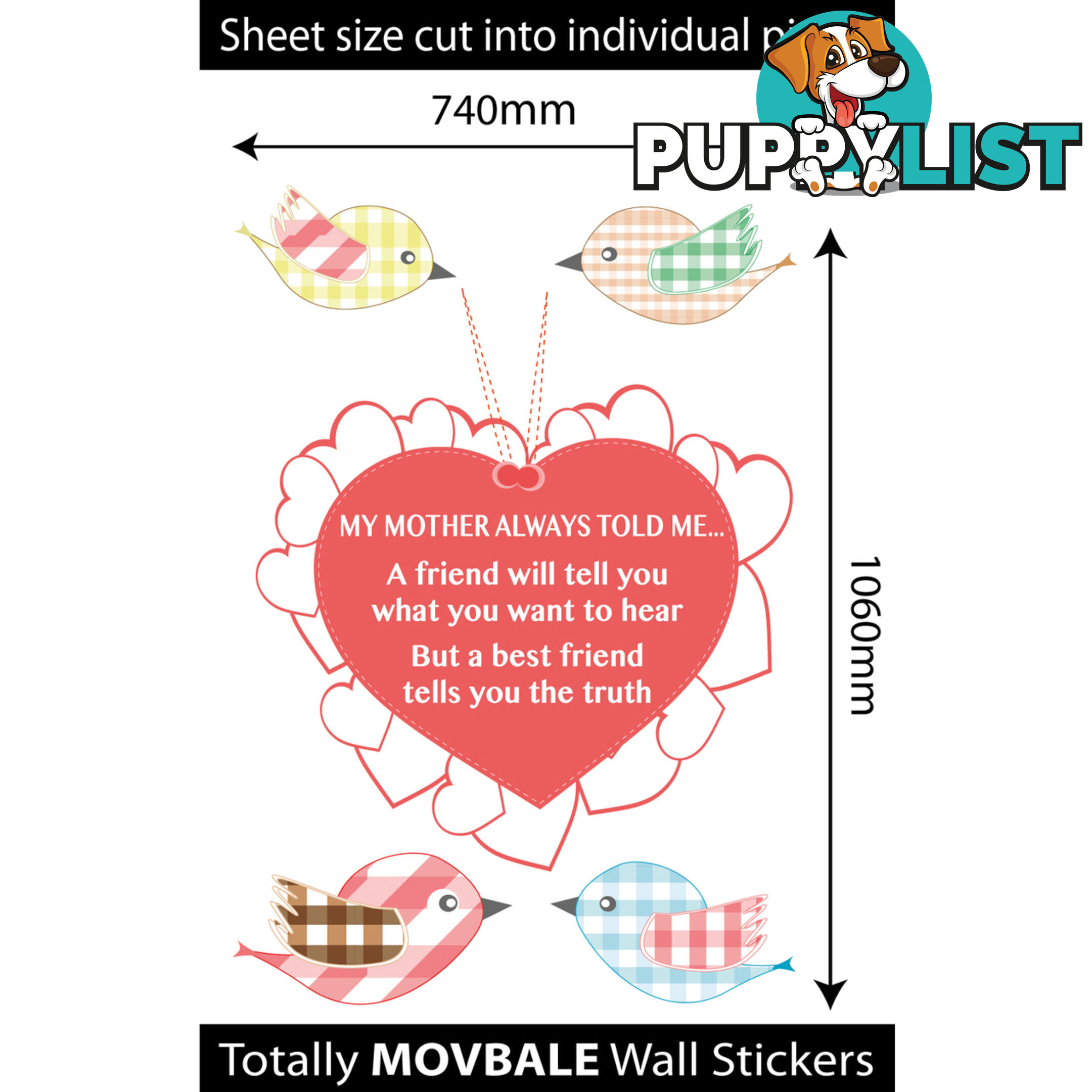 Extra Large Size My Mother Told Me Wall Sticker Quotes - Totally Movable