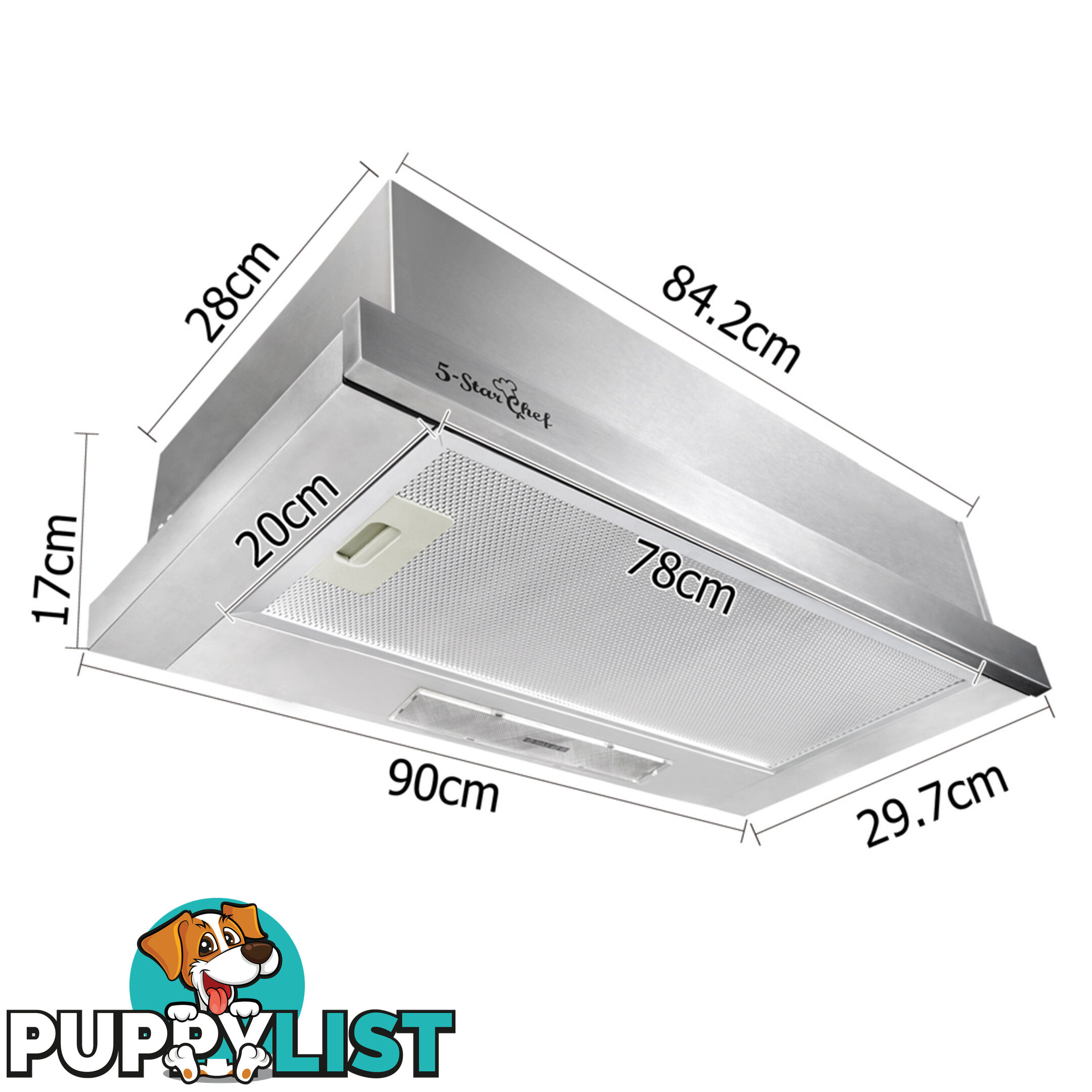 5 Star Chef Sliding 90cm Range Hood