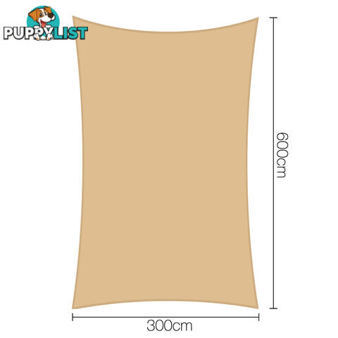 Heavy Duty 185GSM Shade Sail Canopy 3 x 6 M Sand