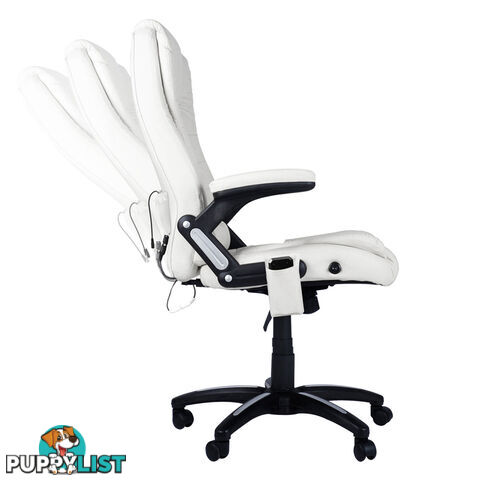 8 Point Massage Executive PU Leather Office Computer Chair White