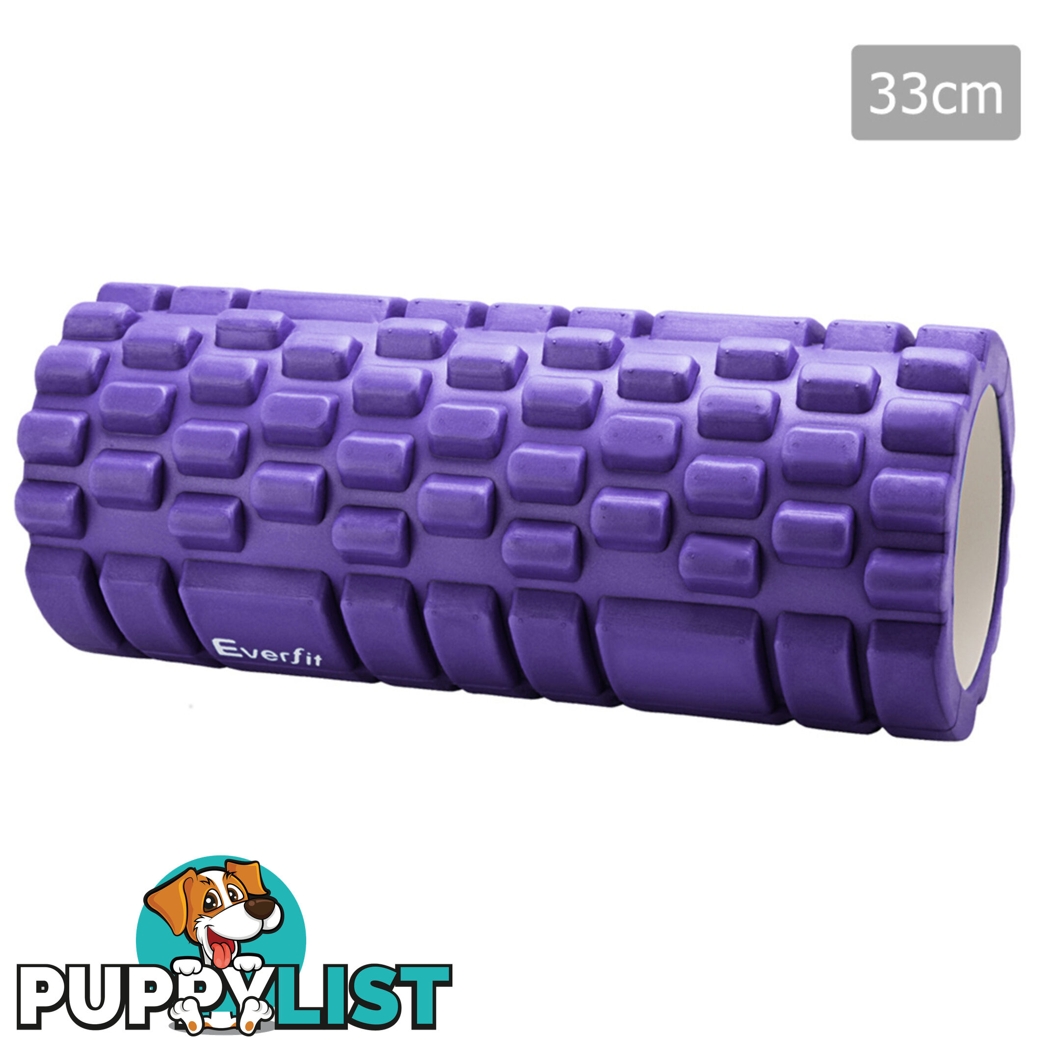 Yoga Gym Pilates EVA Grid Foam Roller Purple 33 x 14cm