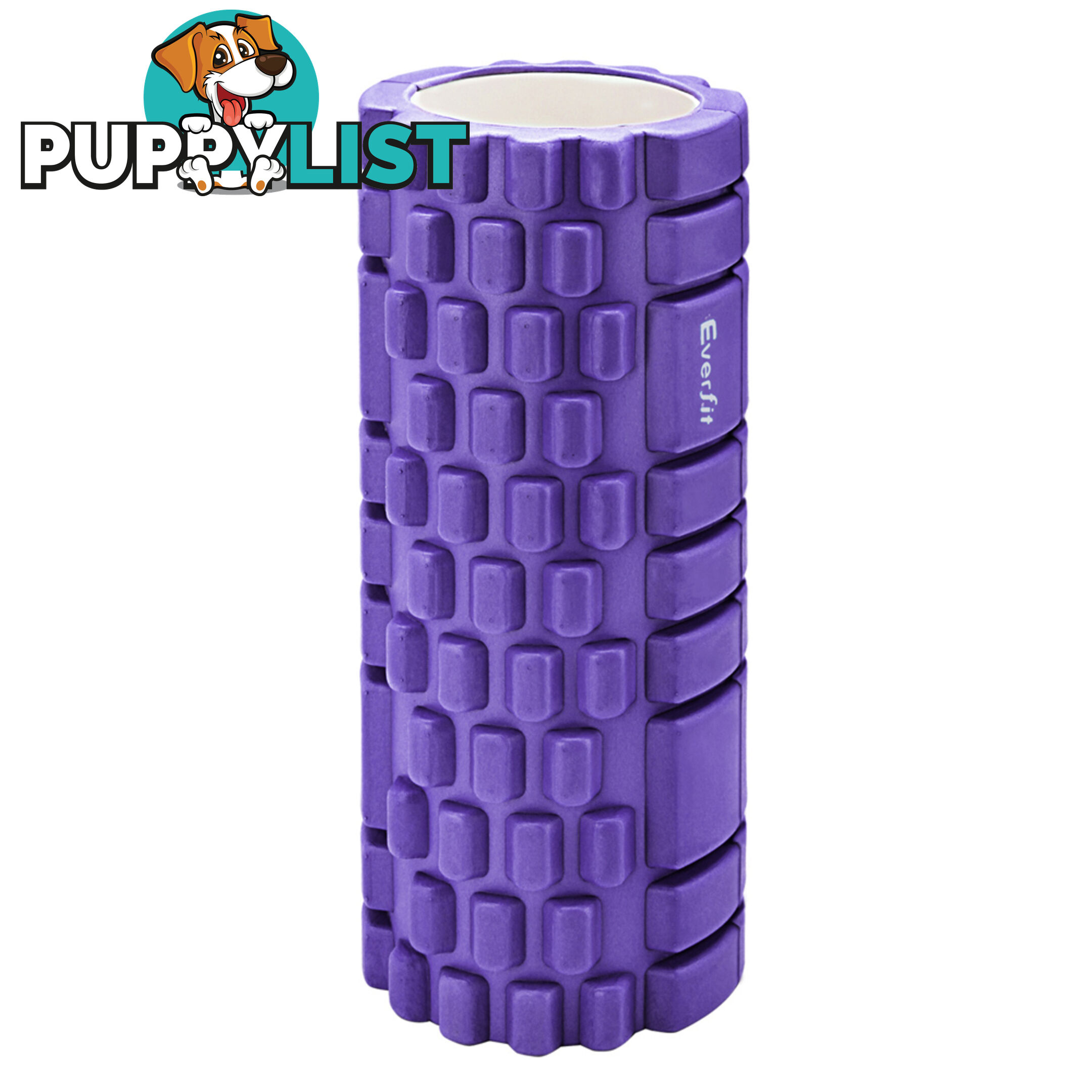 Yoga Gym Pilates EVA Grid Foam Roller Purple 33 x 14cm