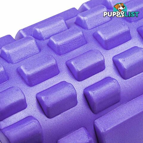 Yoga Gym Pilates EVA Grid Foam Roller Purple 33 x 14cm