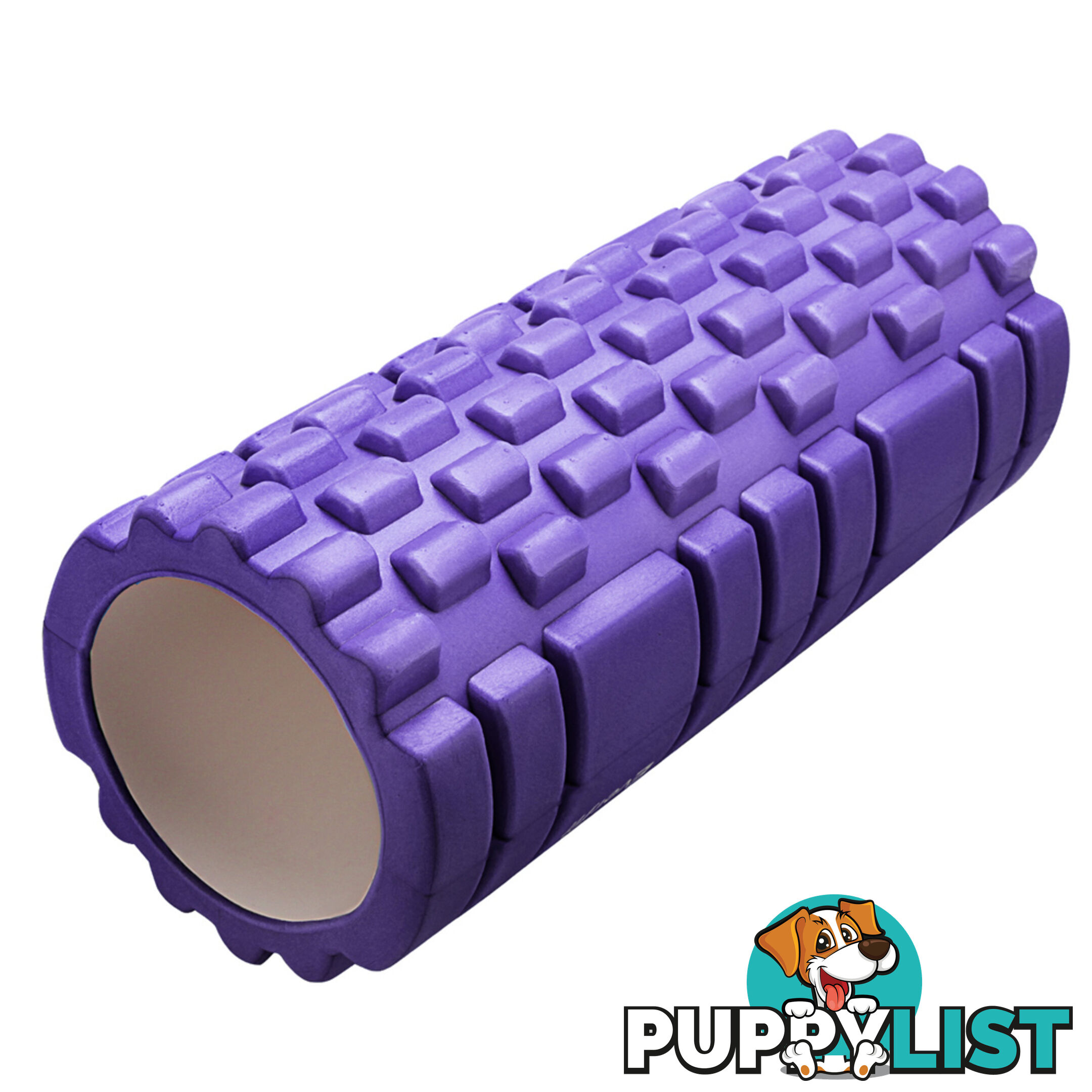 Yoga Gym Pilates EVA Grid Foam Roller Purple 33 x 14cm