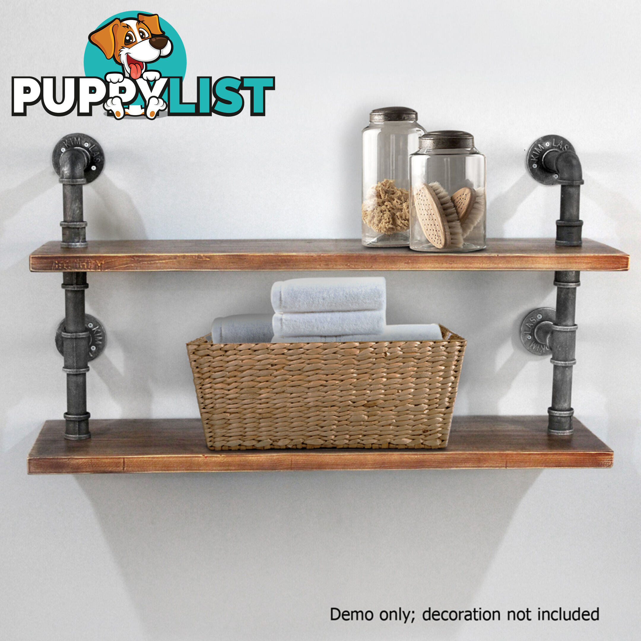 Rustic Industrial DIY Floating Pipe Shelf