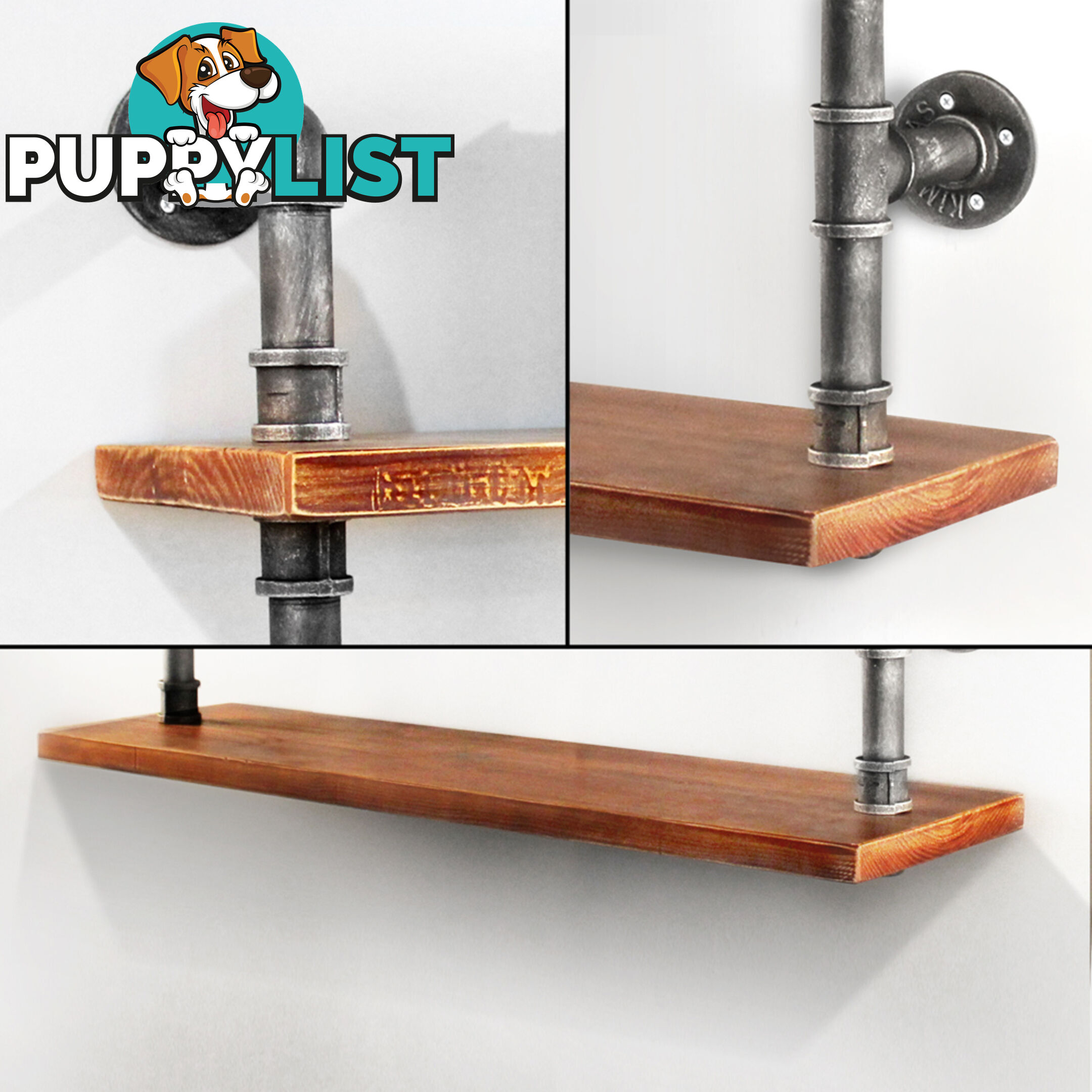 Rustic Industrial DIY Floating Pipe Shelf