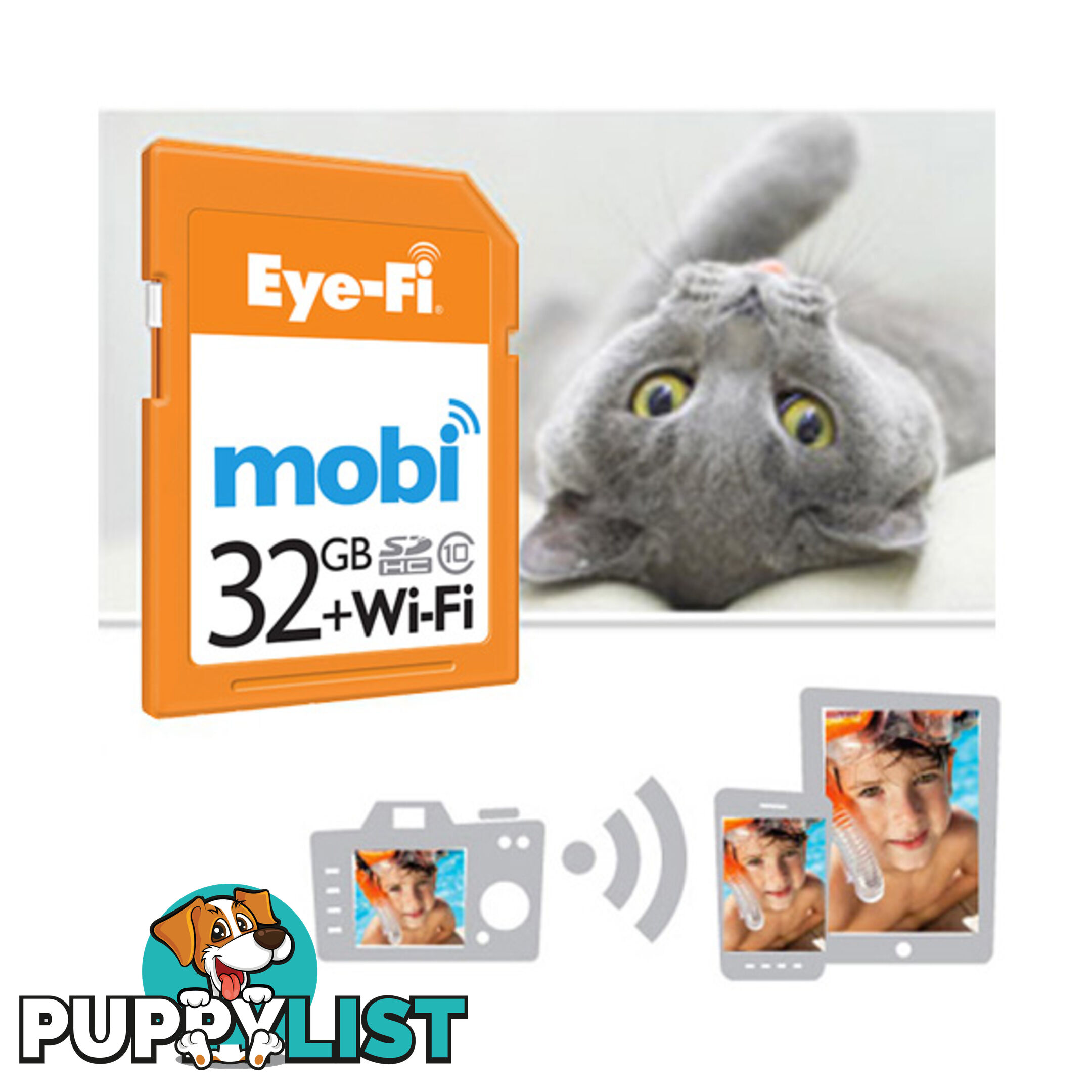 Eye-Fi Mobi 32GB WIFI SDHC Memory Card - Wireless Photo & Video Uploads