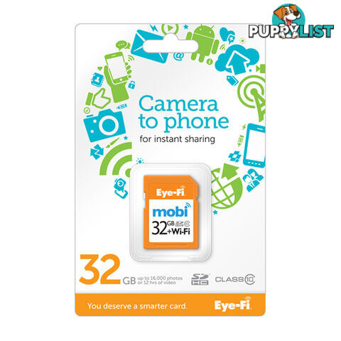 Eye-Fi Mobi 32GB WIFI SDHC Memory Card - Wireless Photo & Video Uploads