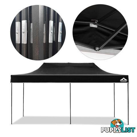 3m x 6m Pop-up Garden Outdoor Gazebo Black