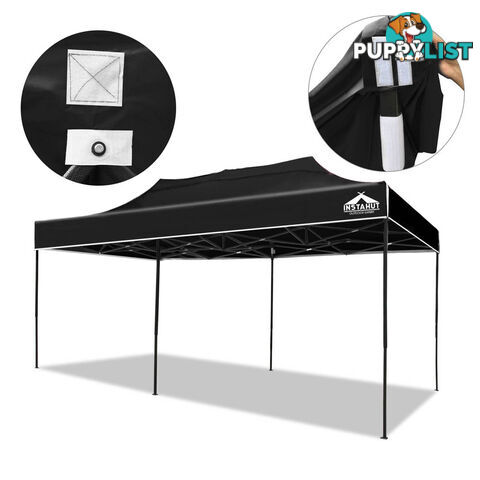 3m x 6m Pop-up Garden Outdoor Gazebo Black