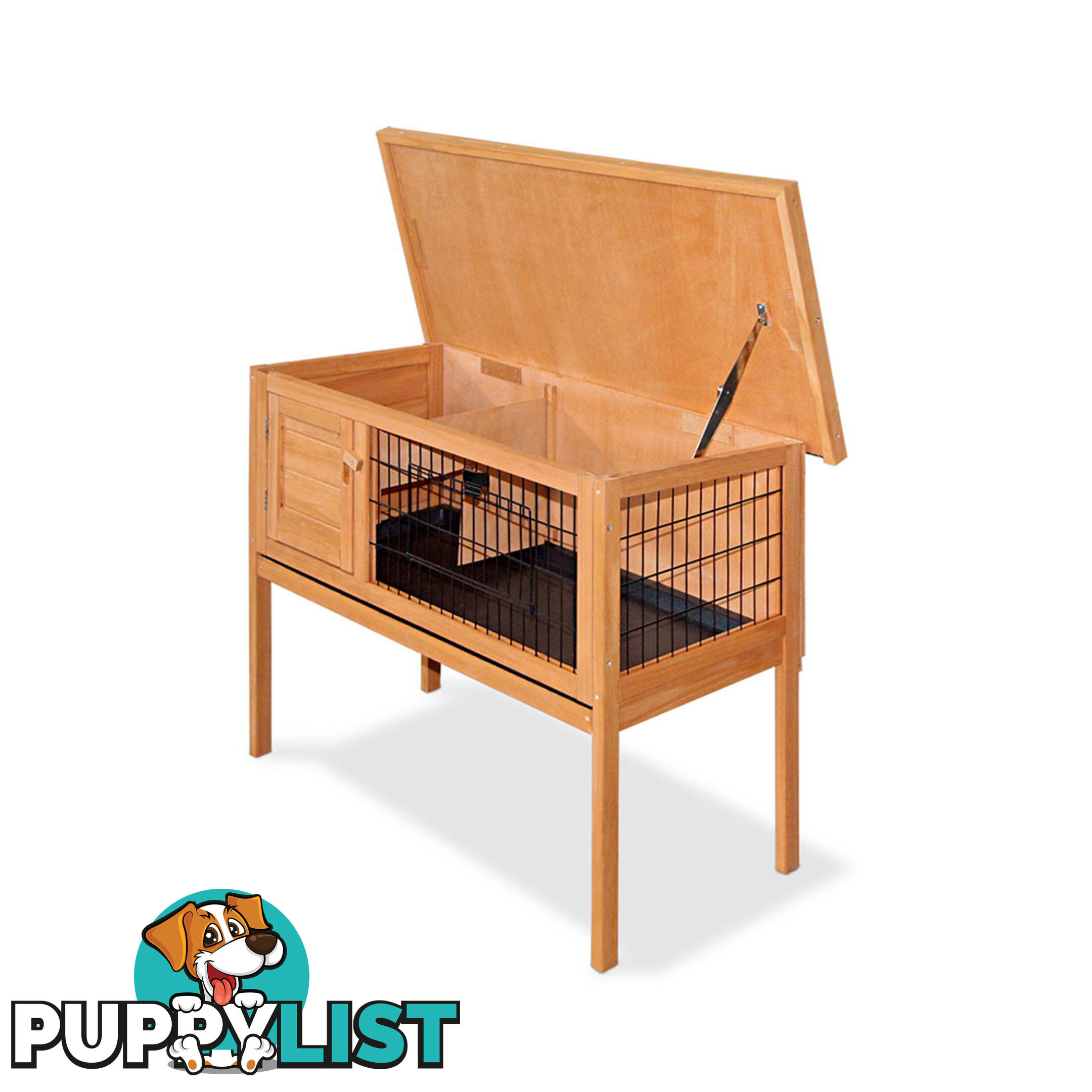 Rabbit Hutch with Hinged Lid