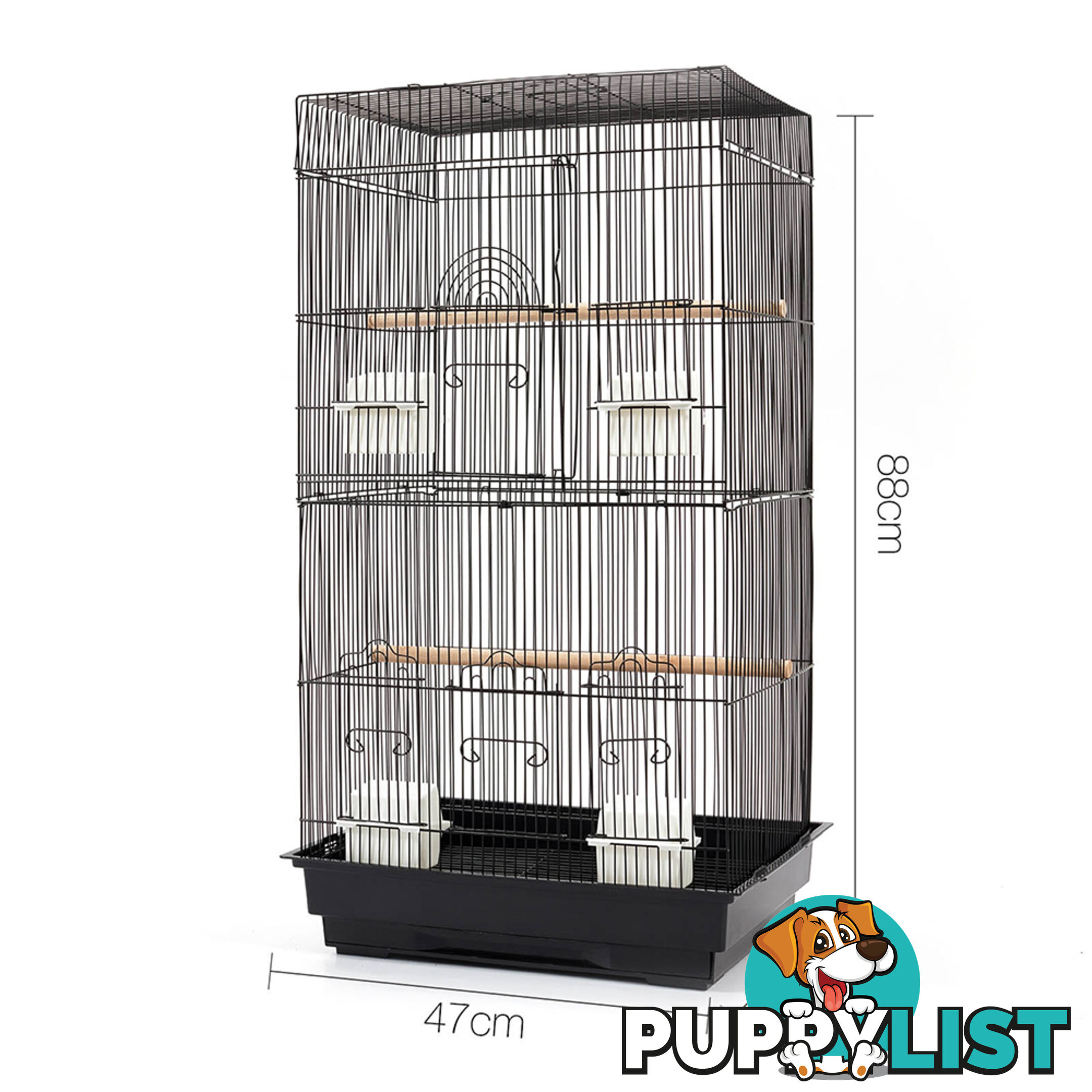 Pet Bird Cage Black Medium - 88CM