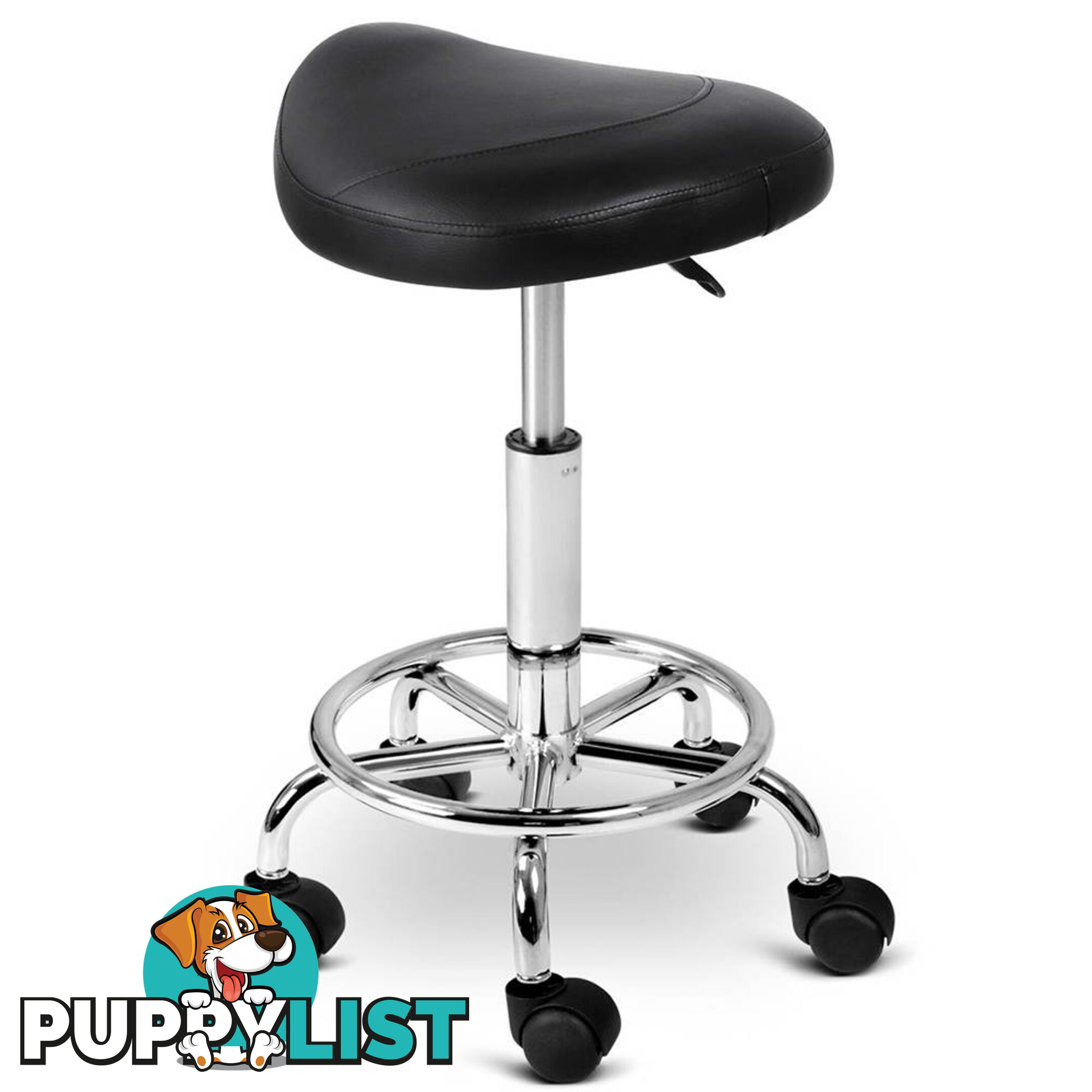 Saddle PU Swivel Salon Stool Black