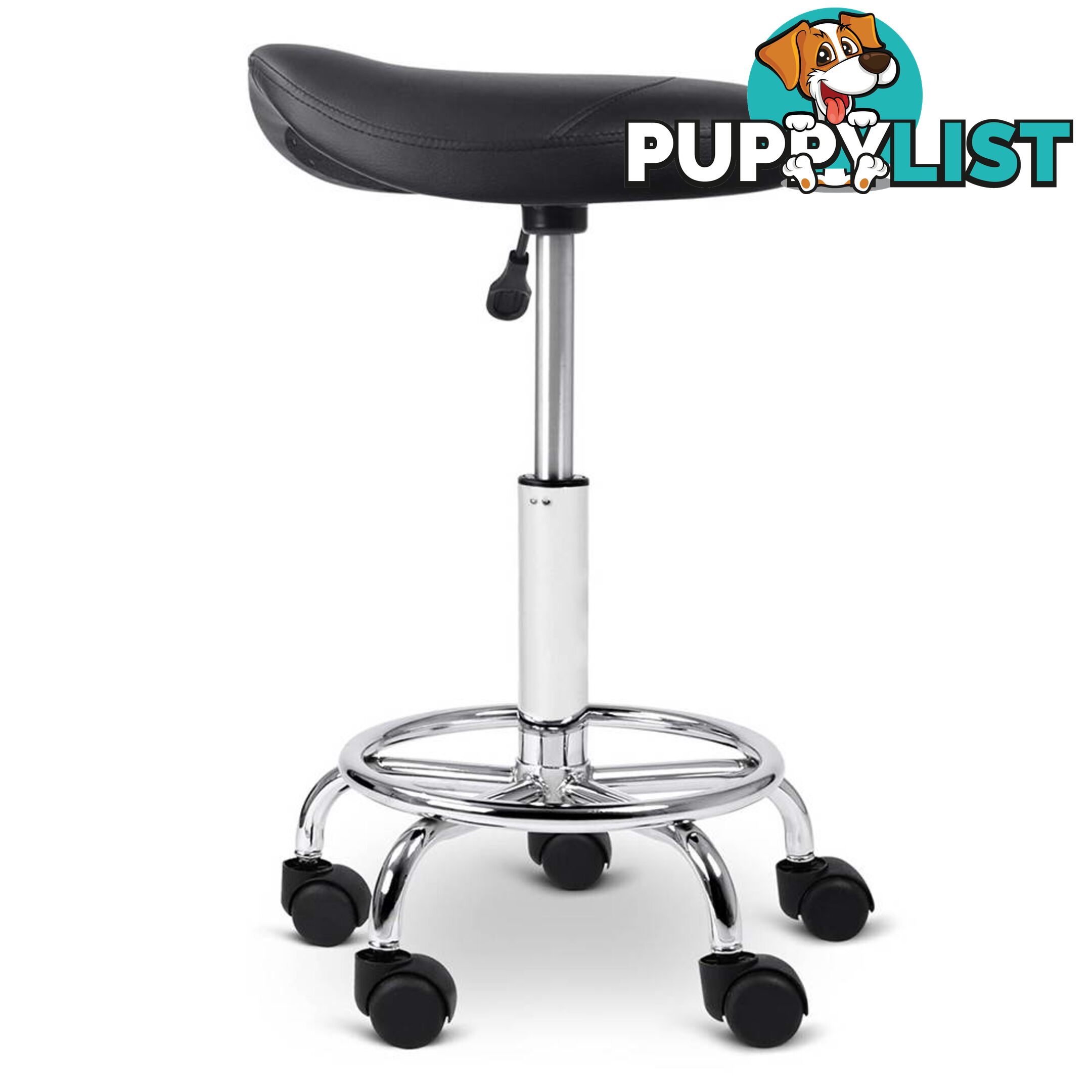 Saddle PU Swivel Salon Stool Black