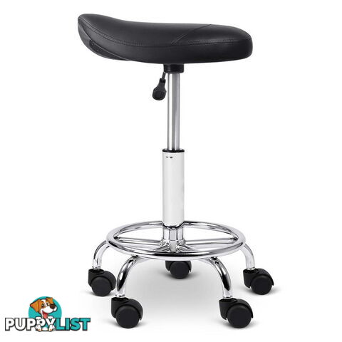 Saddle PU Swivel Salon Stool Black
