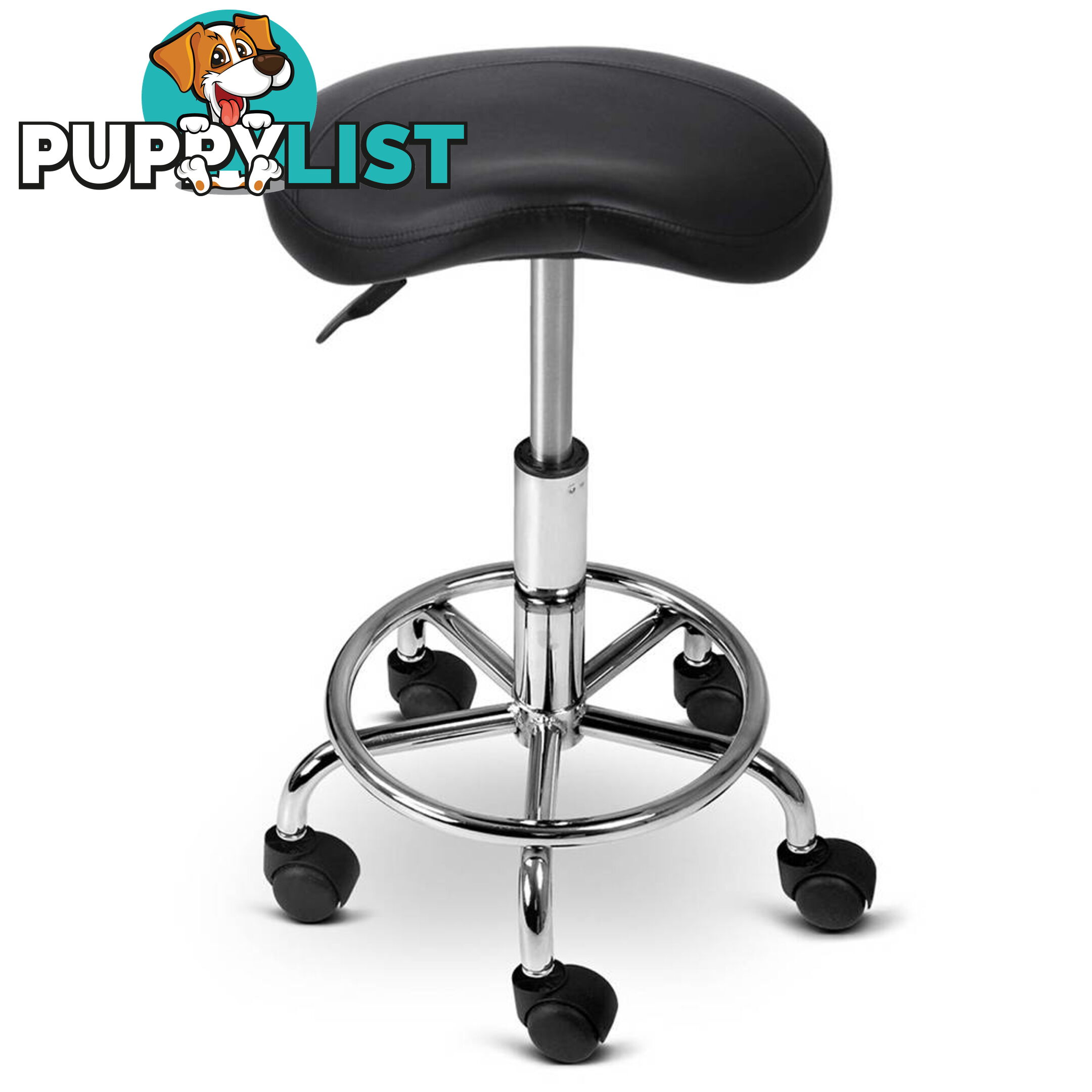 Saddle PU Swivel Salon Stool Black