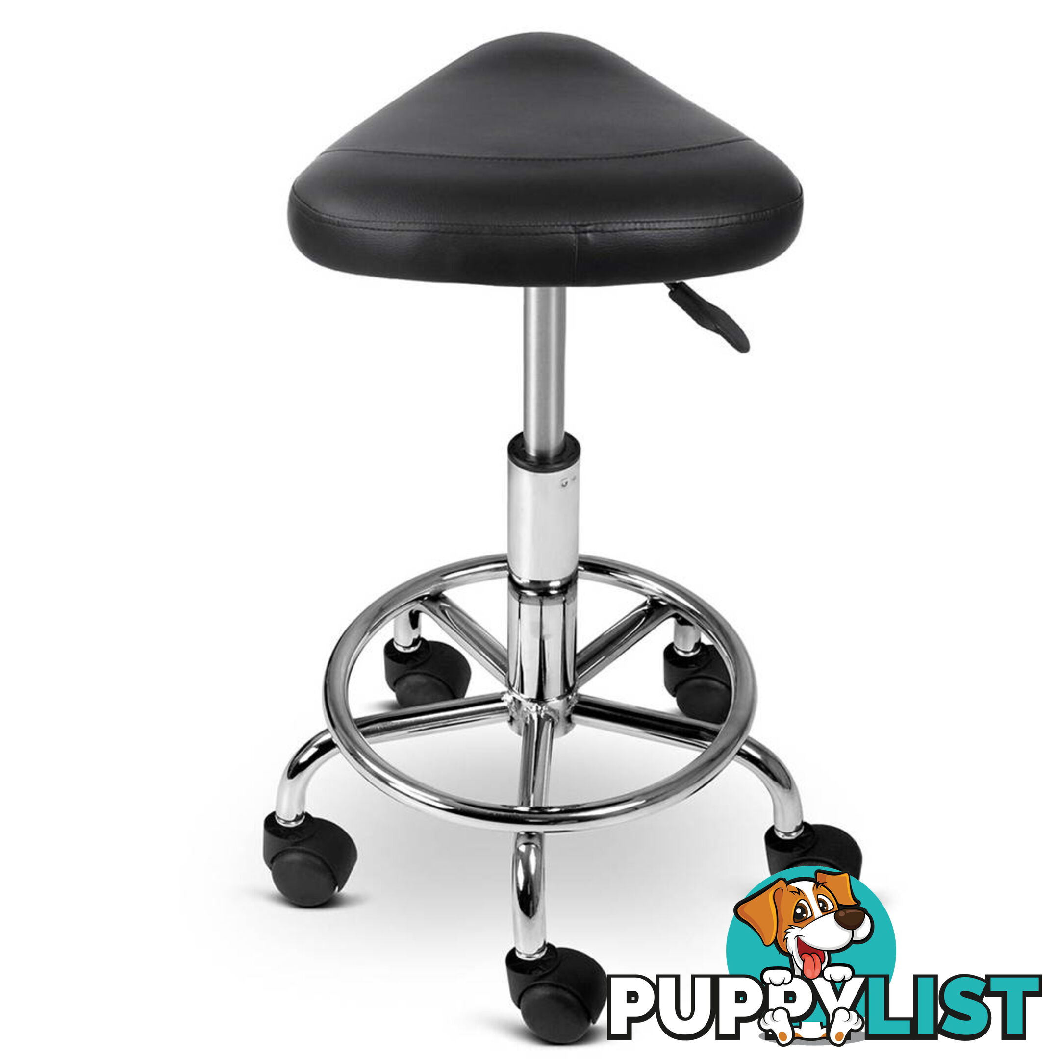 Saddle PU Swivel Salon Stool Black