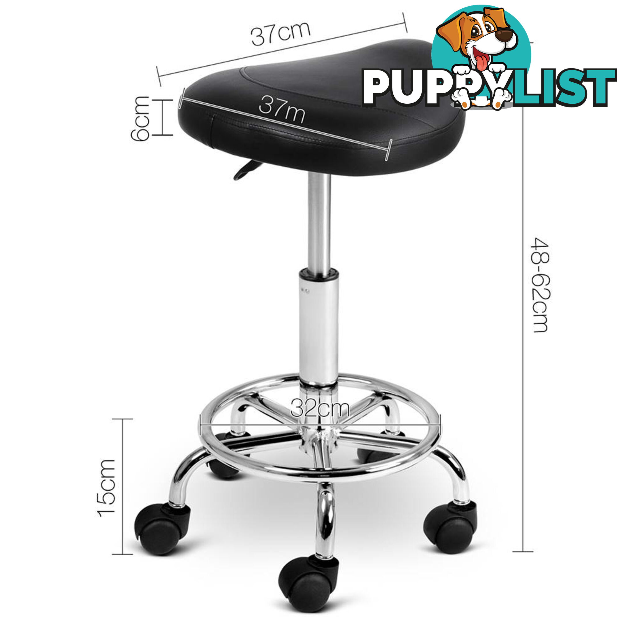 Saddle PU Swivel Salon Stool Black