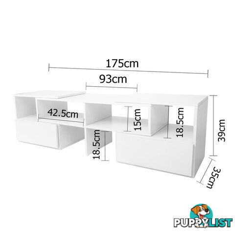 TV Stand Entertainment Unit Adjustable Cabinet White