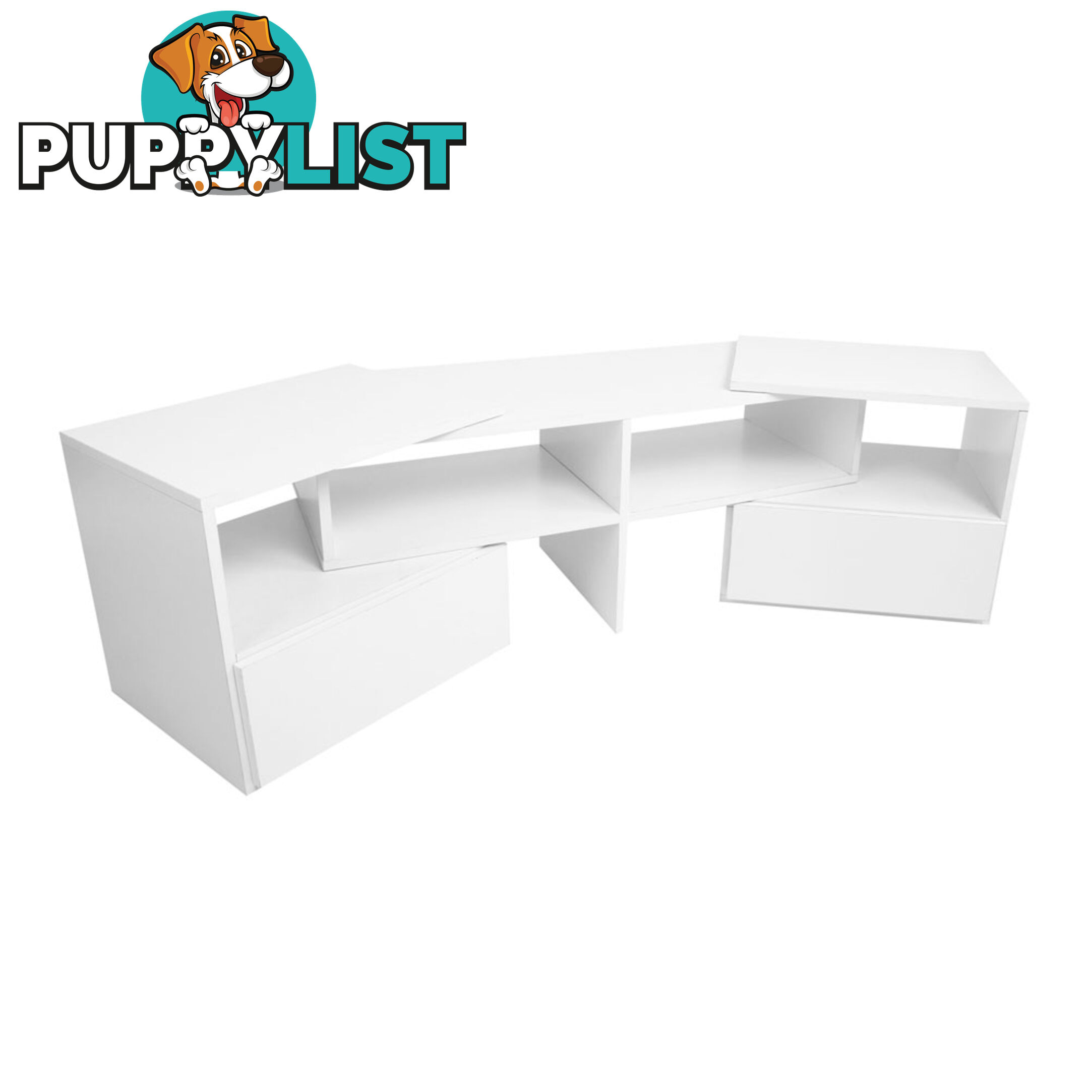 TV Stand Entertainment Unit Adjustable Cabinet White