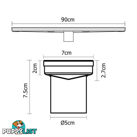 Heelguard Stainless Steel Shower Grate Drain Floor Bathroom 900mm