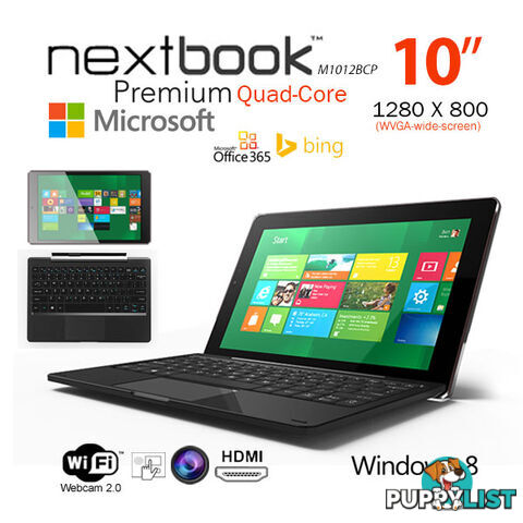 Nextbook 10.1 Inch 32G/Windows 8.1 with Bing/Quad Core with HDMI Output Tablet PC (M1012BCP)  Refurbished