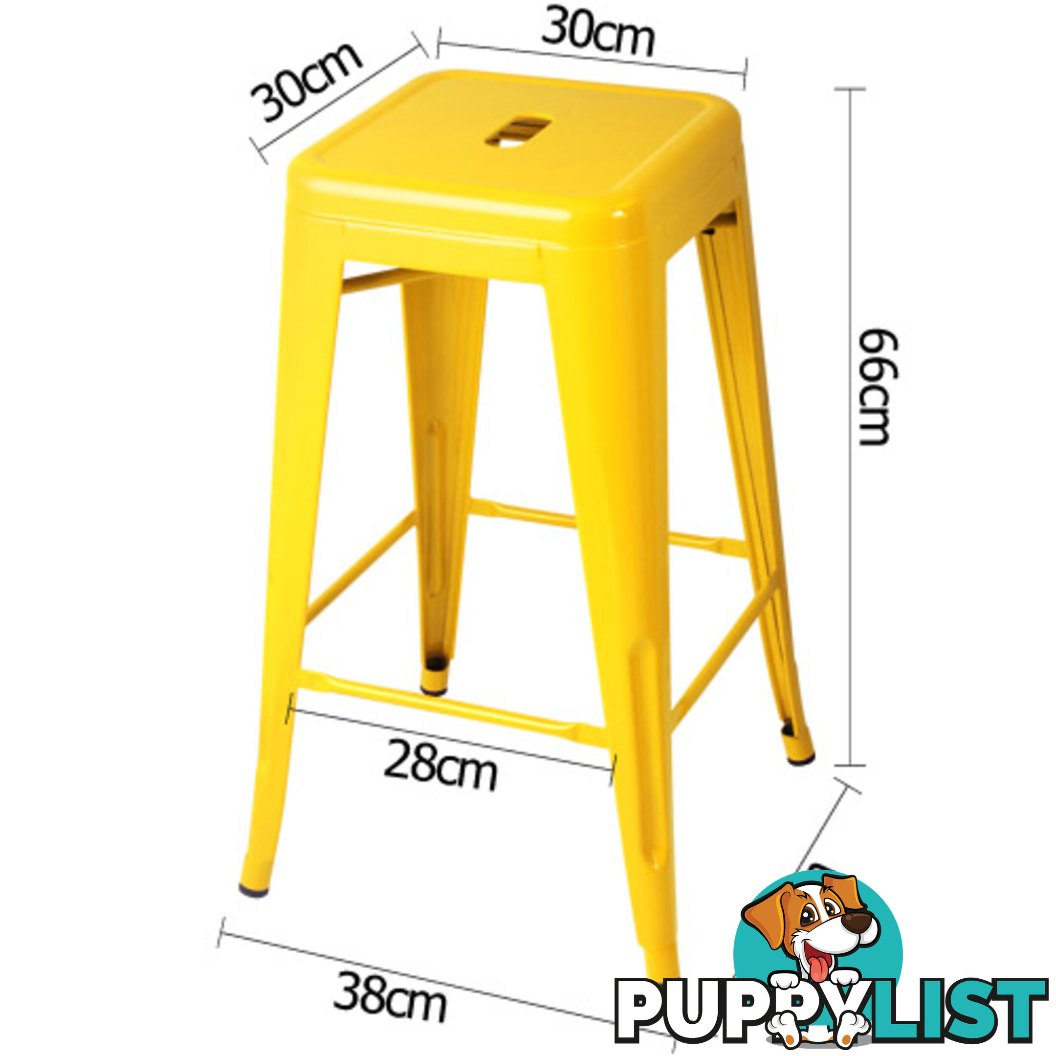 Set of 4 Replica Tolix Kitchen Bar Stool 66cm Yellow