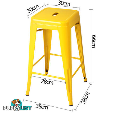 Set of 4 Replica Tolix Kitchen Bar Stool 66cm Yellow