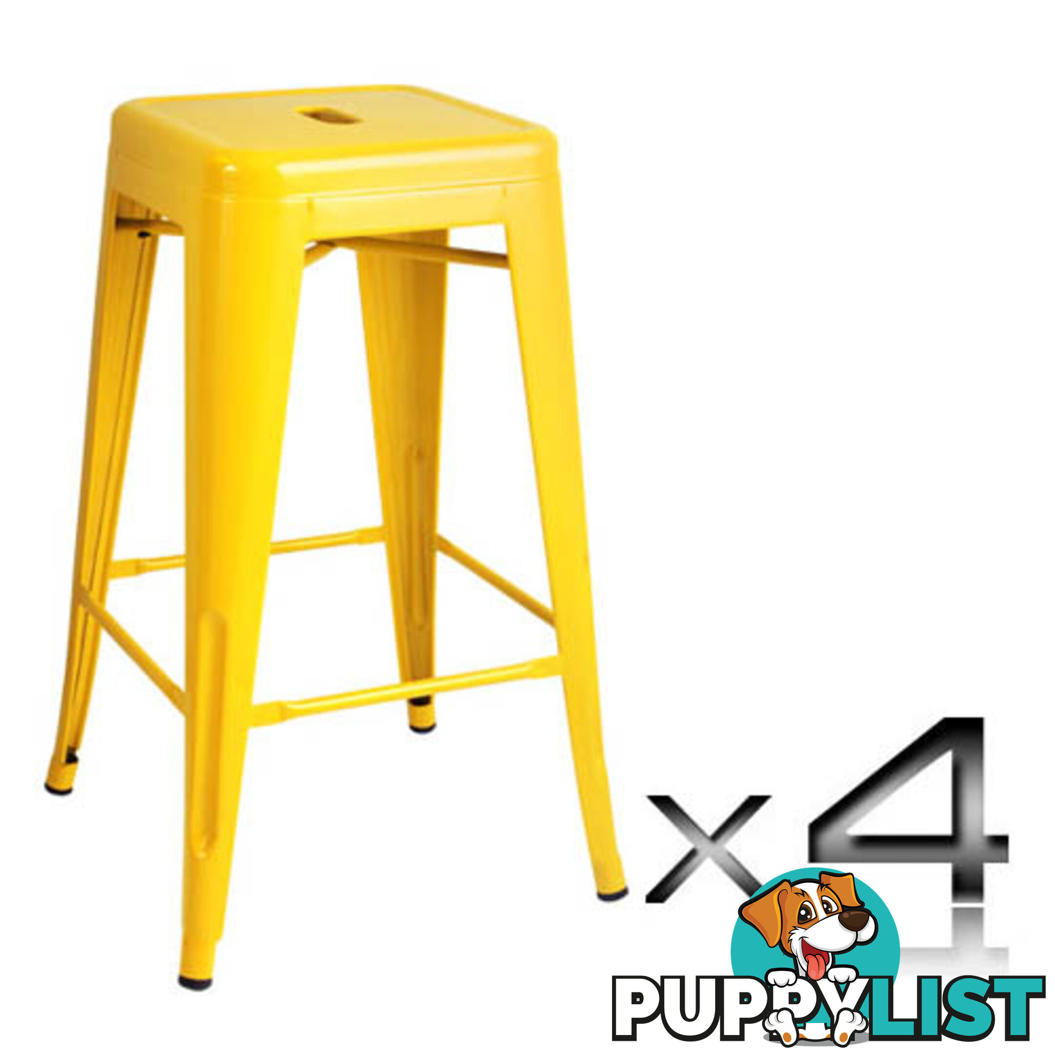 Set of 4 Replica Tolix Kitchen Bar Stool 66cm Yellow