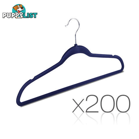 Set of 200 Slim Navy Velvet Hangers