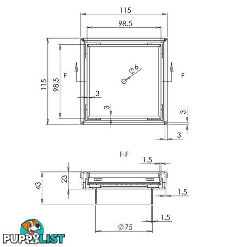 Set of 2 Square Stainless Steel Shower Grate Drain Floor Bathroom 75mm