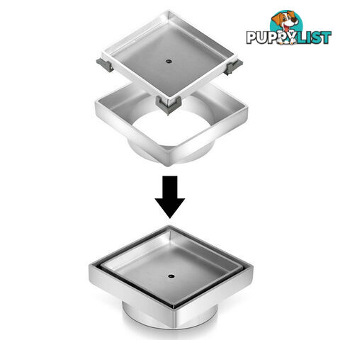 Set of 2 Square Stainless Steel Shower Grate Drain Floor Bathroom 75mm