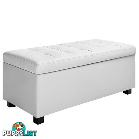 Large Ottoman PU Leather Chest Storage Box Foot Stool White