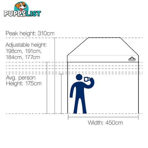 INSTAHUT 4.5X3 Pop Up Gazebo  - White