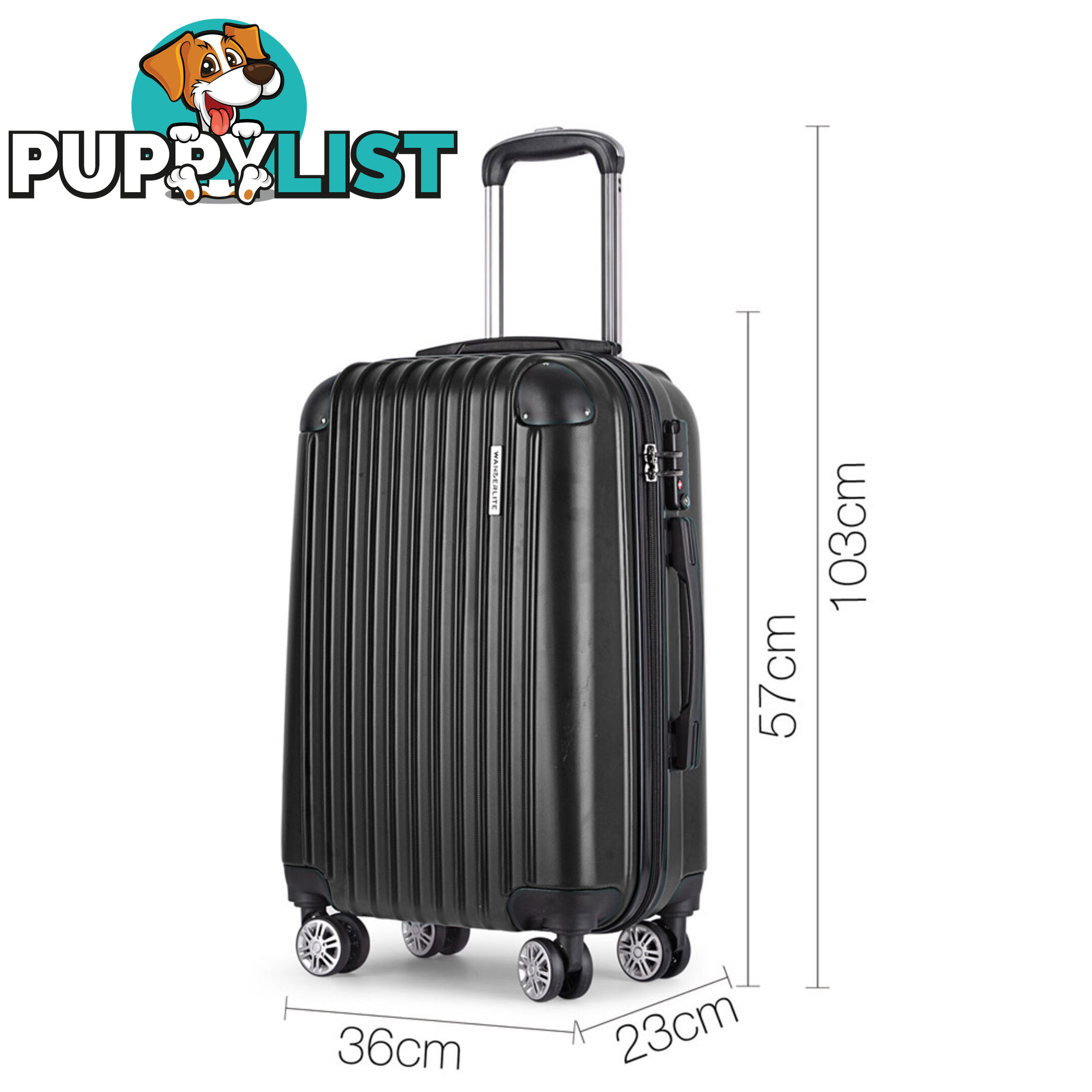 20"  Wanderlite Luggage Case  Black