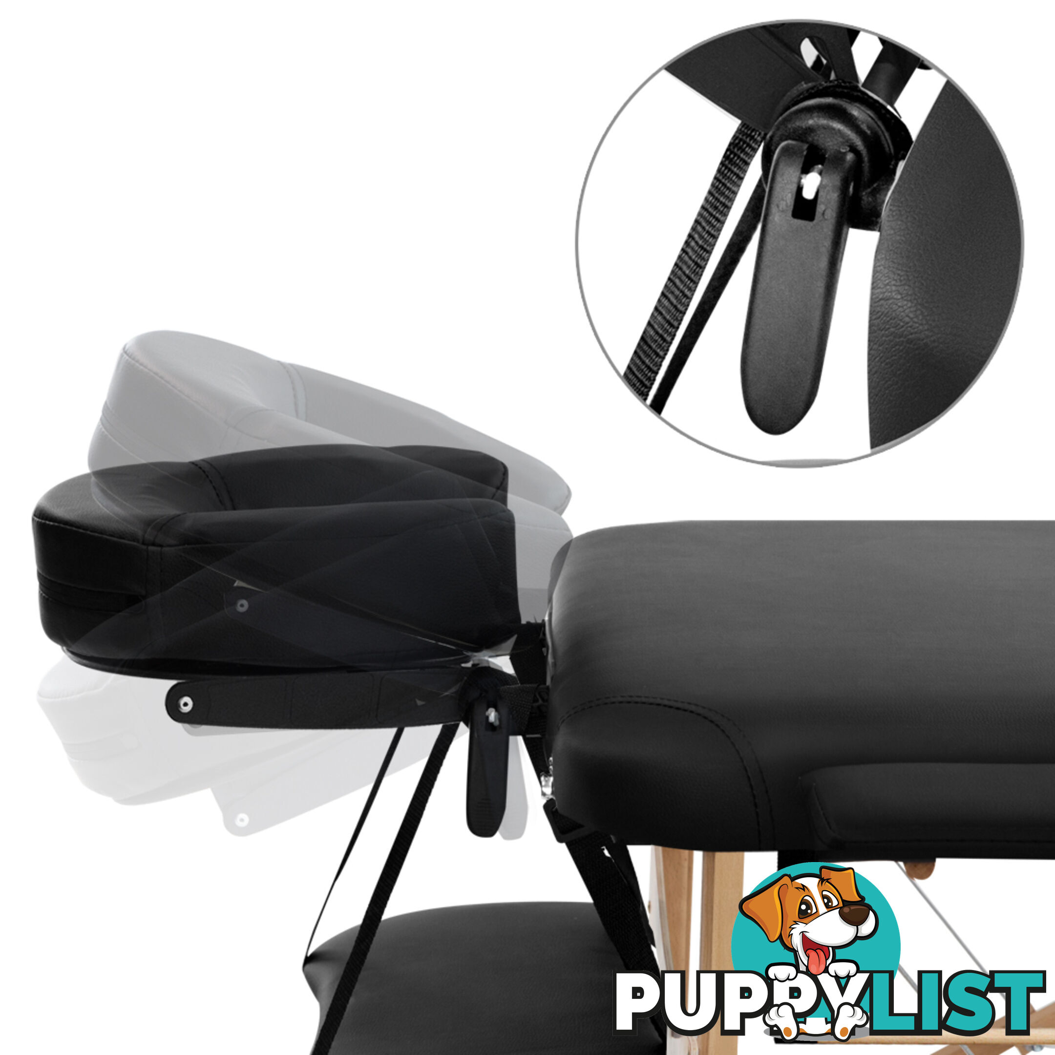 Portable Wooden 3 Fold Massage Table Chair Bed Black 70 cm